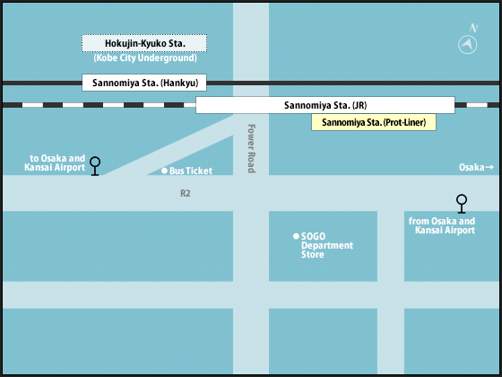 Road map : Bus stop in Sannomiya